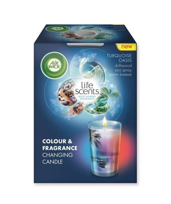 Air Wick Life Scents Turquoise Oasis Väriä Vaihtava Kynttilä